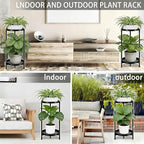 Plant Stand indoor outdoor - 2 Tier black Tall Metal Flower Pot Holder Potted Display Rack - Heavy Duty Corner Plant Shelf for Patio Garden Balcony Living Room Bedroom