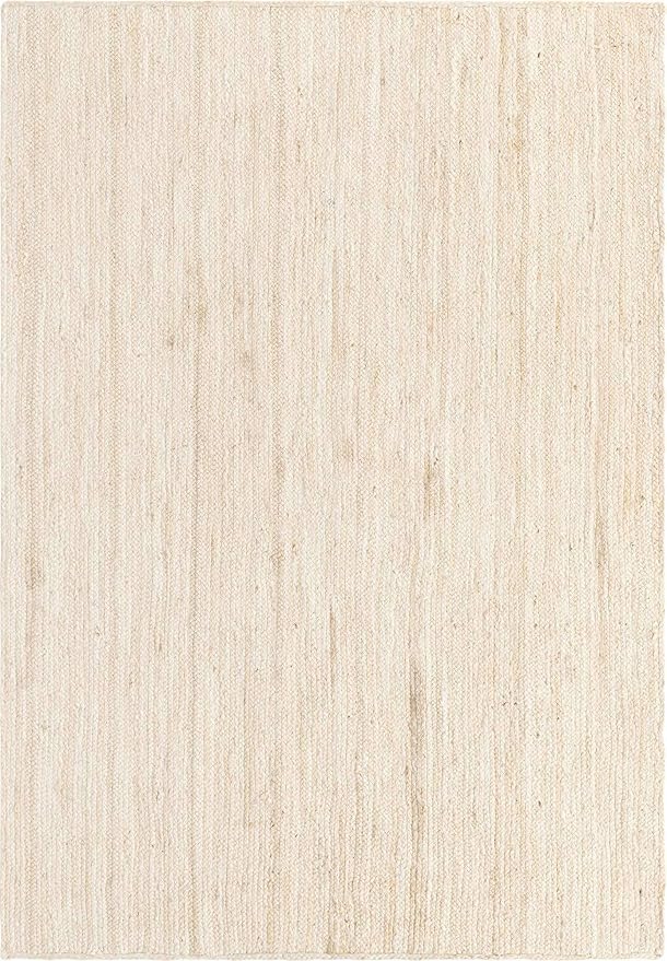 Unique Loom Braided Jute Collection Area Rug - Dhaka (6' 1" x 9' Rectangle, White)
