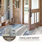 GENIMO 2X5 Washable Modern Runner Rug for Hallway, Non-Slip Low Pile Chenille Print Rug, Soft Rugs for Indoor Entryway Kitchen Corridor, Indigo Drift