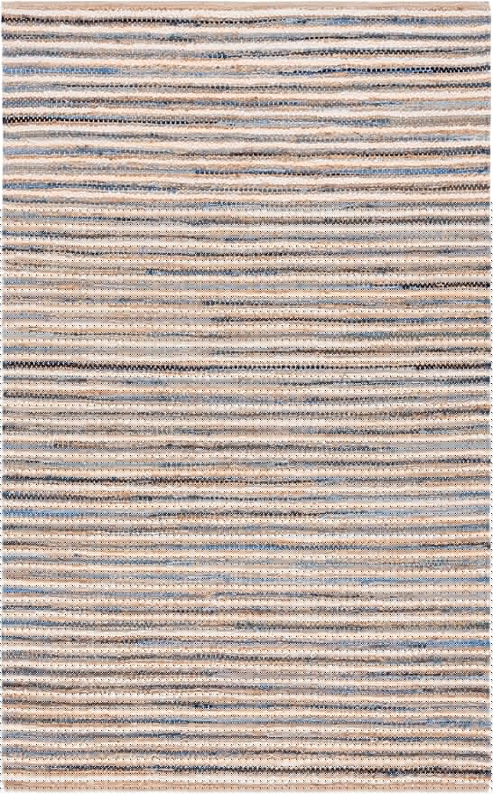 SAFAVIEH Cape Cod Collection Area Rug - 6' Square, Natural & Blue, Handmade, Braided Design, Ideal for The Living Room, Bedroom, Dining Room (CAP151M-6SQ)