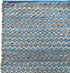 Jute Cotton Diamond Woven Rag Rug 2x3 Feet - Teal Natural, Reversible Small Soft Floor Décor Area Rugs Ideal for Entryway, Kitchen, Laundry Room | Boho Farmhouse Accent Sturdy Door Mat for Bedroom