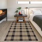 Easy Jute Neutral 4x6 Rugs for Large Entryway, Buffalo Plaid Outdoor Mat for Front Porch, Washable Rugs for Indoor Outdoor Area, Bedroom Bedside, Small Living Room, Non Slip Black and Brown Décor