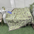 Snycler Flowers and Plants Throw Blanket for Bed 50 * 60inch Woven Blanket Cotton Polyester Farmhouse Decor for Indoor Outdoor Sofa Bedroom Garden，All Season （Butterflies）