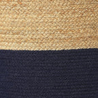 · REDEARTH · Cylindrical Pouf Foot Stool Ottoman - Jute Braided Pouffe Poof Accent Sitting Footrest for Living Room, Bedroom, Nursery, Patio, Lounge & Other Rooms (Navy Natural, 18"X18"X14")