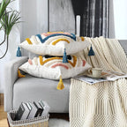 JASEN Boho Throw Pillow Covers, Woven Tufted Decorative Pillow Covers with Tassel Diamond Pattern Pillow Covers for Couch Sofa Bedroom Living Room No Pillow Insert, (Yellow, 18 x 18-Inch)
