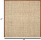 SAFAVIEH Area Rug 10' Square - Natural Fiber Collection - Large - Natural & Brown, Seagrass, Basketweave Pattern with Border (NF114B)