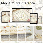 Cat 6x9 Area Rugs for Living Room, Machine Washable Animal Floral Vintage Rug Non-Slip Low Pile Soft Throw Rugs for Bedroom Dining Room Kitchen Nursery Playroom (6 x 9,Beige)