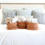 NaturalCozy 3-Piece Boho Decor Storage Basket Set Cotton Rope Woven Baskets for Organizing! Small Basket for Baby Stuff, Baby Shower, Gift Basket, Nursery Basket, Planter, Toy Basket, Shelves