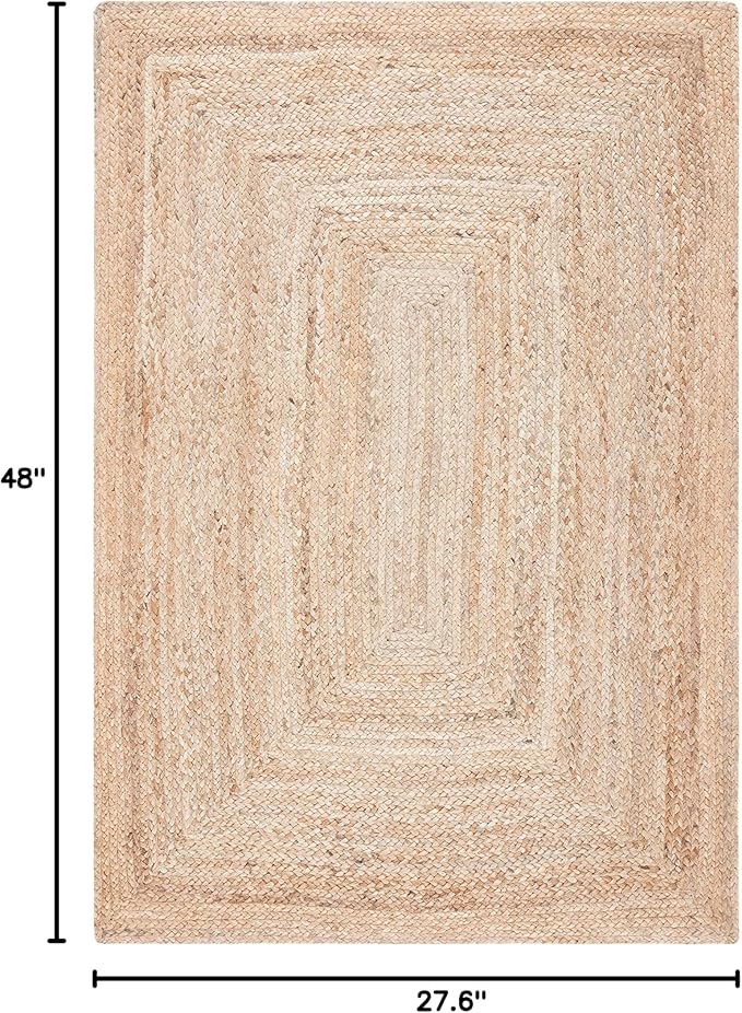 SAFAVIEH Cape Cod Collection Area Rug - 2'3" x 4', Natural Brown, Handmade Braided Flat Weave Jute (CAP252A)