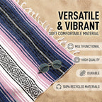 Hydration Nation Authentic Large Handwoven Mexican Blanket - Soft Yoga- Durable Serape- Lightweight Falsa, Beach, Camping, Picnic, Outdoor Blanket 70"x50" - Rose Pastel