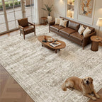 Washable Area Rug 8x12, Large Soft Rugs for Living Room Vintage Brown Carpet 8x12 Area Rugs for Bedroom Dining Room Non-Slip Stain Resistant Under Table Rug
