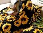 WIBUE Sunflower Throw Blanket 80"x60" with 2 Pcs Pillow Covers 18"x18", Decor Fleece Blanket for Women Men, Fuzzy Soft Cozy Warm Plush Gifts Blankets for Bed Sofa Couch Chair Living Room Bedroom