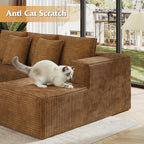 WLIVE 108'' Cloud Sectional Couches for Living Room, Modular Boneless Couch with Left Facing Chaise, L Shape Memory Foam Corduroy, with Cushion, Brown