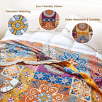 MSGKV Boho Throw Blanket for Couch 50"x60" 100% Cotton Blanket Spring Breathable Lightweight Blankets for Sofa Home Decor Muslin All Seasons