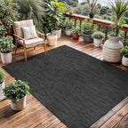 Washable Indoor Outdoor Rug 9x12 Weather Resistant Area Rugs Modern Solid for Porch Deck Balcony Backyard Patio Outside Carpet (9 X 12 Dark Grey)