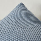 Topfinel 26x26 inches Euro Pillow Covers Set of 2 Dusty Blue Corduroy Decorative Throw Pillow Covers for Bedroom Living Room, Windmill Textured Striped Patchwork Couch Pillow Covers 65x65 cm