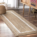 Nuloom Rikki Off-White/Natural, 2'6" x 8', Coastal Braided, Jute, Soft and Textured, High Traffic, Stain Resistant, Easy Clean, Durable Runner for Bedroom, Living Room, Dining, Foyer, Entryway