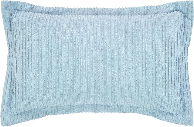 Better Trends Jullian Collection is Super Soft and Light Weight in Bold Stripes Design 100% Cotton Tufted Unique Luxurious Machine Washable Tumble Dry, King Sham, Blue