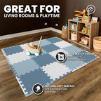 bemaxx Gym Mats Set - 18 pcs EVA Interlocking Foam Floor Tiles (12.6"x12.6"x0.4") 18sqft Protective Gym Flooring Sports Home Workout Exercise Mats Puzzle Garage Fitness Play-Room Pool Treadmill Bike