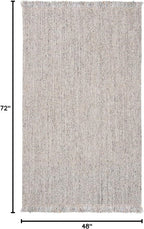 SAFAVIEH Natural Fiber Collection Accent Rug - 4' x 6', Grey & Natural, Handmade Woven Fringe Jute, Ideal for High Traffic Areas in Entryway, Living Room, Bedroom (NF826F)
