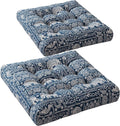 Codi Meditation Floor Pillow Set of 2, Large Pillows Seating for Adults and Kids, Bohemian Cushion for Fireplace Yoga Living Room Sitting, Memory Foam Added, 22x22 Inch Indigo Elephant