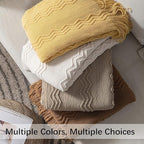MIULEE Knitted Boho Throw Blanket for Couch Textured Knit Terracotta Rust Blanket with Tassels Cozy Woven Farmhouse Blanket for Sofa Bed Chair Wave Pattern Fall Decor 50"x60", Orange
