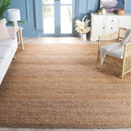 SAFAVIEH Natural Fiber Collection Area Rug - 9' x 12', Natural, Handmade Farmhouse Fringe Jute, Ideal for High Traffic Areas in Living Room, Bedroom (NF731A)