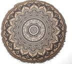 CRAFT KALA Large Round Bohemian Floor Pillow Pouf Cover Mandala Meditation Room Pillow Cover for Adults Boho Seating Poufs Cushion Cover for Kids Playroom 32" Black Gold Ombre