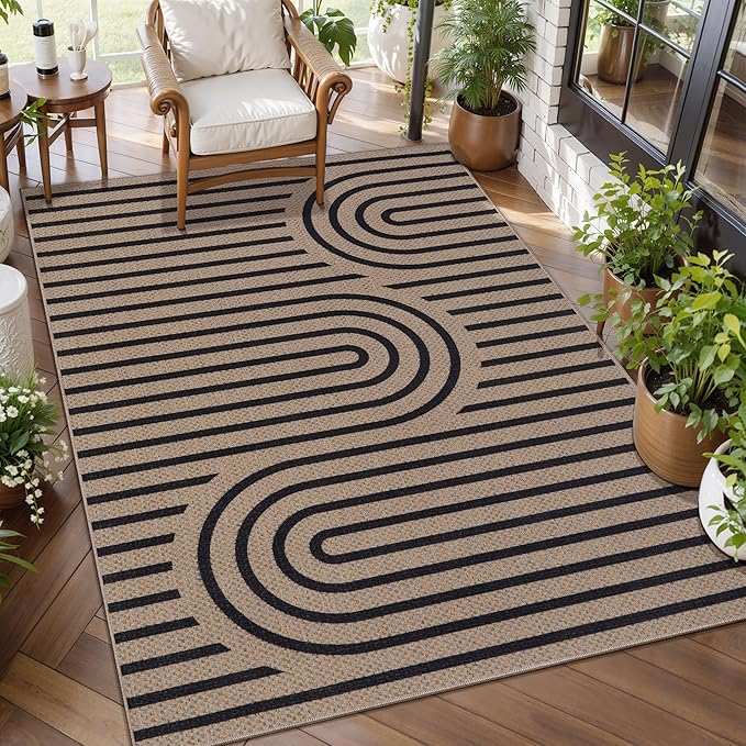 Tangsoo Easy Jute 3x5 Outdoor Rug for Living Room,Washable Indoor Rugs Farmhouse Non-Slip Thin Door Mat,Boho Throw Carpet for Front Porch Bedroom Patio Entryway Balcony