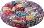 Codi Meditation Floor Pillow, Boho Pillows Seating for Adults and Kids, Large Round Cushion for Yoga Living Room Tatami Sitting, Memory Foam Added, 22x22 Inch, Multi Patchwork