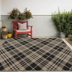 JTJ Vintage Easy Jute Rugs for Bedroom 5x7 - Diamond Patterned Woven Rug for Indoor Area, Living Room, Washable Low Pile Black and White Classic Decor