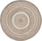 VHC Brands Jute Rug with Pad, Natural & Crème, 8 Feet Round