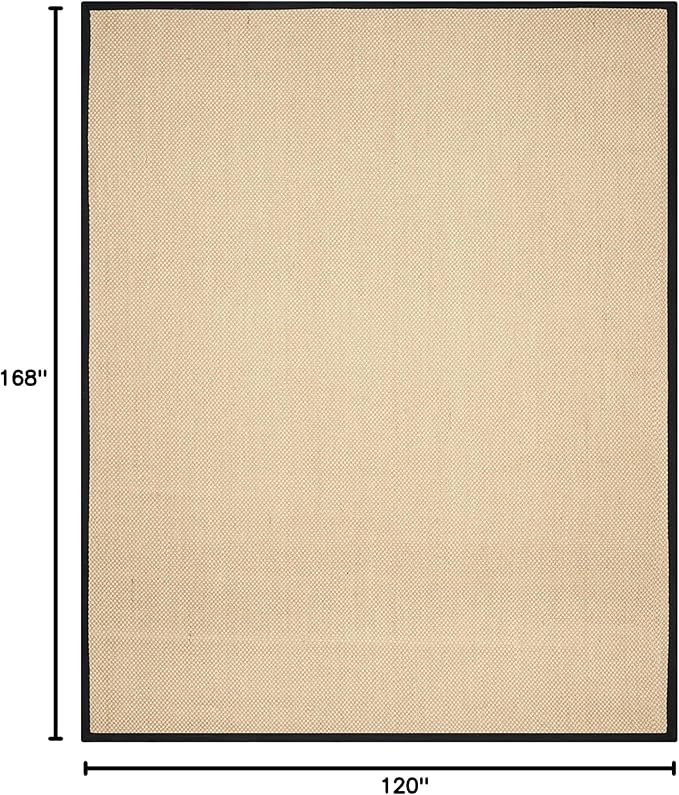 Safavieh Area Rug 10x14 - Natural Fiber Collection - Large - Maize & Black, Sisal, Woven Design with Border (NF141A)