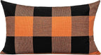 VAKADO 12x20 Inch Set of 2 Buffalo Plaids Decorative Throw Pillow Cases Farmhouse Fall Retro Checkers Lumbar Rectangle Cushion Covers Home Decor for Sofa Couch, Orange and Black