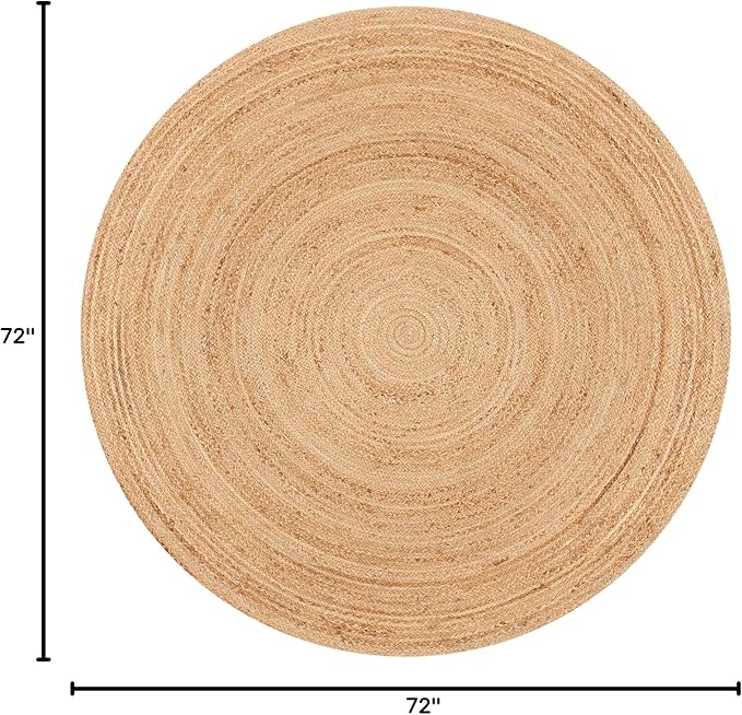 SAFAVIEH Natural Fiber Round Collection 6' Round Natural NFB310A Handmade Boho Braided Jute Area Rug
