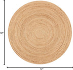 SAFAVIEH Natural Fiber Round Collection 6' Round Natural NFB310A Handmade Boho Braided Jute Area Rug