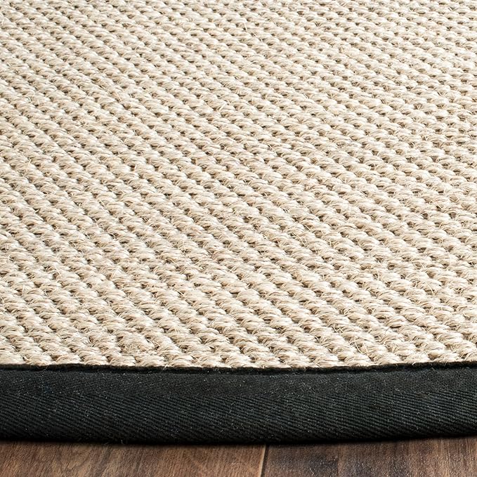 SAFAVIEH Area Rug 3x5 - Natural Fiber Collection - Marble & Black, Sisal, Woven Design with Border (NF143A)