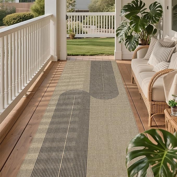 Easy Jute Rug 2.5x8: Indoor Outdoor Natural Boho Area Rugs for Hallway Patio Non Slip - Farmhouse Neutral Contemporary Carpet Mat for Entryway Kitchen Laundry Room Bedroom Washable