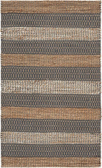 SAFAVIEH Natural Fiber Collection Accent Rug - 3' x 5', Grey & Natural, Handmade Flat Weave Stripe Jute & Cotton, Ideal for High Traffic Areas in Entryway, Living Room, Bedroom (NFB652F)