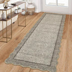 GarveeHome Scalloped Washable Runner Rug 2x6 Runner Non Slip Kitchen Rugs Modern Brown Entryway Rug Farmhouse Soft Bathroom Rugs Stain Resistant Carpet for Hallway Laundry Bedroom 2 ft x6 ft Brown