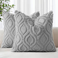 decorUhome Cozy Textured Euro Sham Throw Pillow Covers 26x26 Inch Set of 2, Soft Plush Faux Wool Grey Accent Couch Pillow Covers for Modern Farmhouse Sofa Bed Living Room