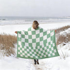 Joiedomi Throw Blanket for Couch, Sage Green Checkered Knitted Blankets Gifts for Women Mom Girls, Cozy Cute Soft Throw Home Room Decor Aesthetic Women Mothers Birthday Gifts 50x70 Inches