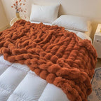 LIFEREVO Fluffy Faux Rabbit Fur Bubble Throw, Plush Shaggy Blanket for Couch Sofa Chair, Soft Cute Furry Bed Blanket Adults Kids Teens Girls, Fuzzy Throw for Bedroom Living Room, 50x60, Burnt Orange