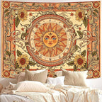 Accnicc Yellow Sun Tapestry Boho Floral Sunflower Plant Wall Tapestry for Bedroom Aesthetic Vintage Flower Celestial Large Tapestries Wall Hanging for Dorm Living Room Decor 80 x 60 Inch
