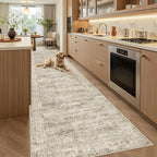 Runner Rug 3x12 Washable Non-Slip Hallway Runner Rugs for Kitchen Bathroom Laundry Room Brown Vintage Floor Carpet Runners for Hallways Entryway