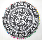 CRAFT KALA Large Round Bohemian Floor Pillow Pouf Cover Mandala Meditation Room Pillow Cover for Adults Boho Seating Poufs Cushion Cover for Kids Playroom 32" Round Black Elephant