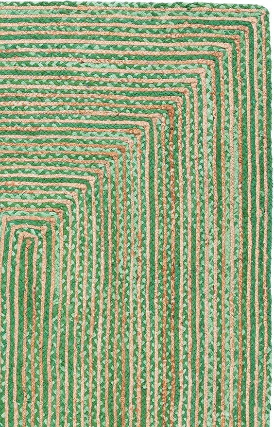 SAFAVIEH Cape Cod Collection Runner Rug - 2'3" x 8', Green & Natural Brown, Handmade Jute & Cotton, Woven Braided Design (CAP202Y)