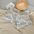 French Country Pillow Covers 18x18 Set of 2 Vintage Baby Blue Toile Throw Pillows Outdoor French Country Decorative Pillowcase Rustic Cottage Farmhouse Cushion Case for Couch Living Room Decor