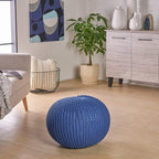 Christopher Knight Home Belle Knitted Cotton Pouf, Navy