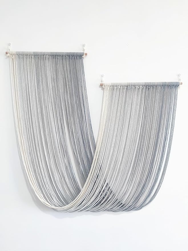 QULBUJ Dip Dye Large Macrame Wall Hanging Tie-Dye Yarn Tapestry Home Boho Wall Decor Ombre Art Headboard Bedroom Living Room 52" Wx34 L,Grey